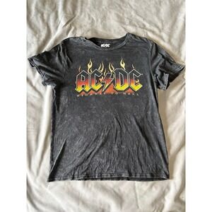 AC/DC Highway to Hell 1979 North American Tour Graphic T-Shirt Acid Wash Gray